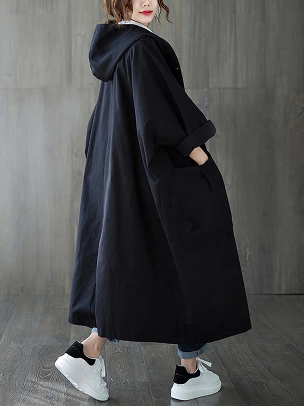 Runa | Oversized Hættet Lang Casual Frakke til Damer