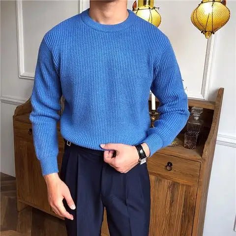Axel | Mænds Casual Ribstrikket Rundhalset Sweater