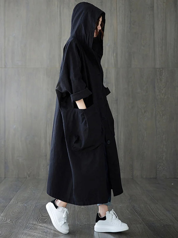 Runa | Oversized Hættet Lang Casual Frakke til Damer