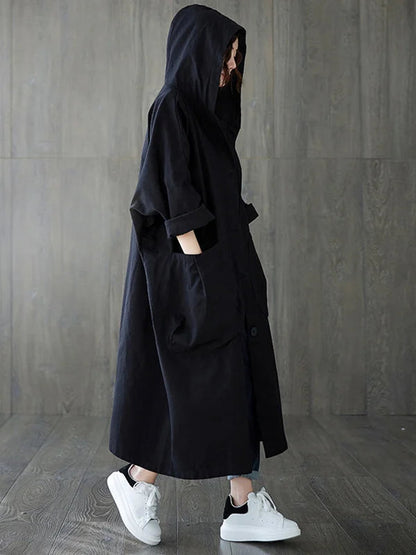 Runa | Oversized Hættet Lang Casual Frakke til Damer