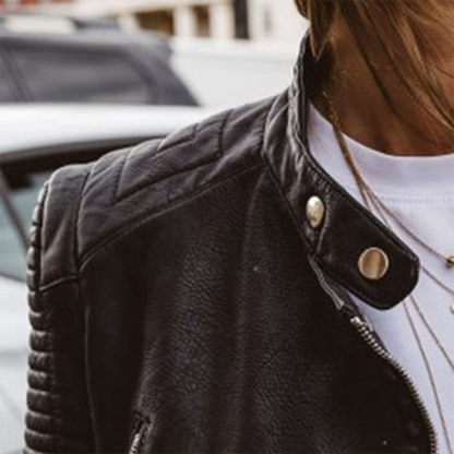 Abelone | Casual Bikerstil Jakke med Lynlås til Damer