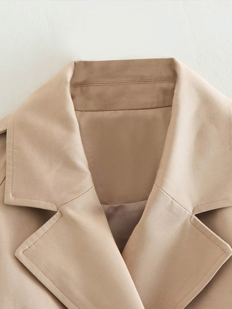 Amalie | Dame Cropped Trenchcoat med Bælte