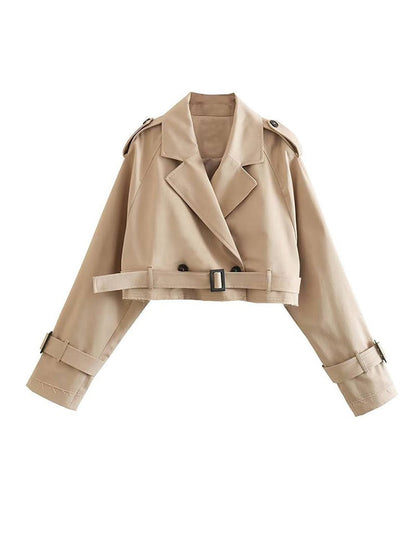 Amalie | Dame Cropped Trenchcoat med Bælte