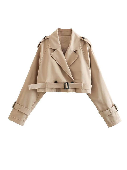 Amalie | Dame Cropped Trenchcoat med Bælte