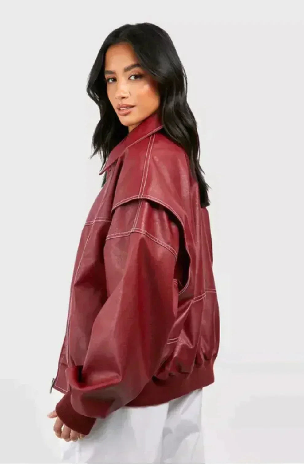 Berit | Kvinders Oversized Faux Læderjakke