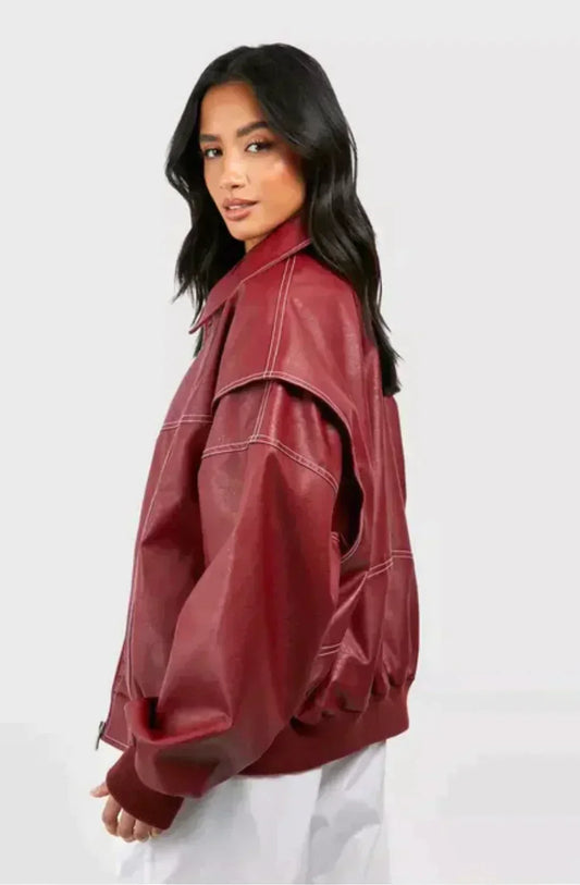 Berit | Kvinders Oversized Faux Læderjakke