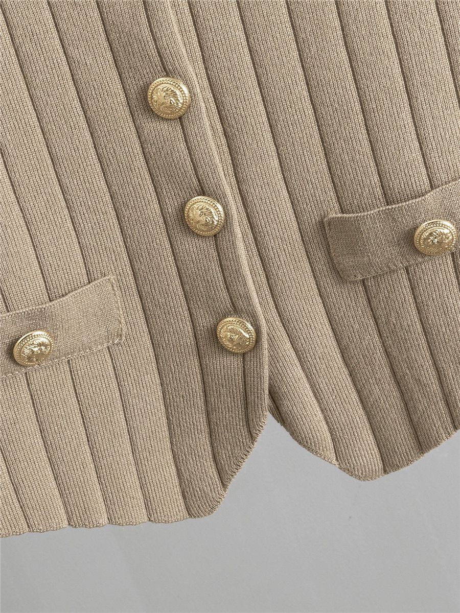 Alina | Damens Vinter Rib Strik Sæt med Knapper