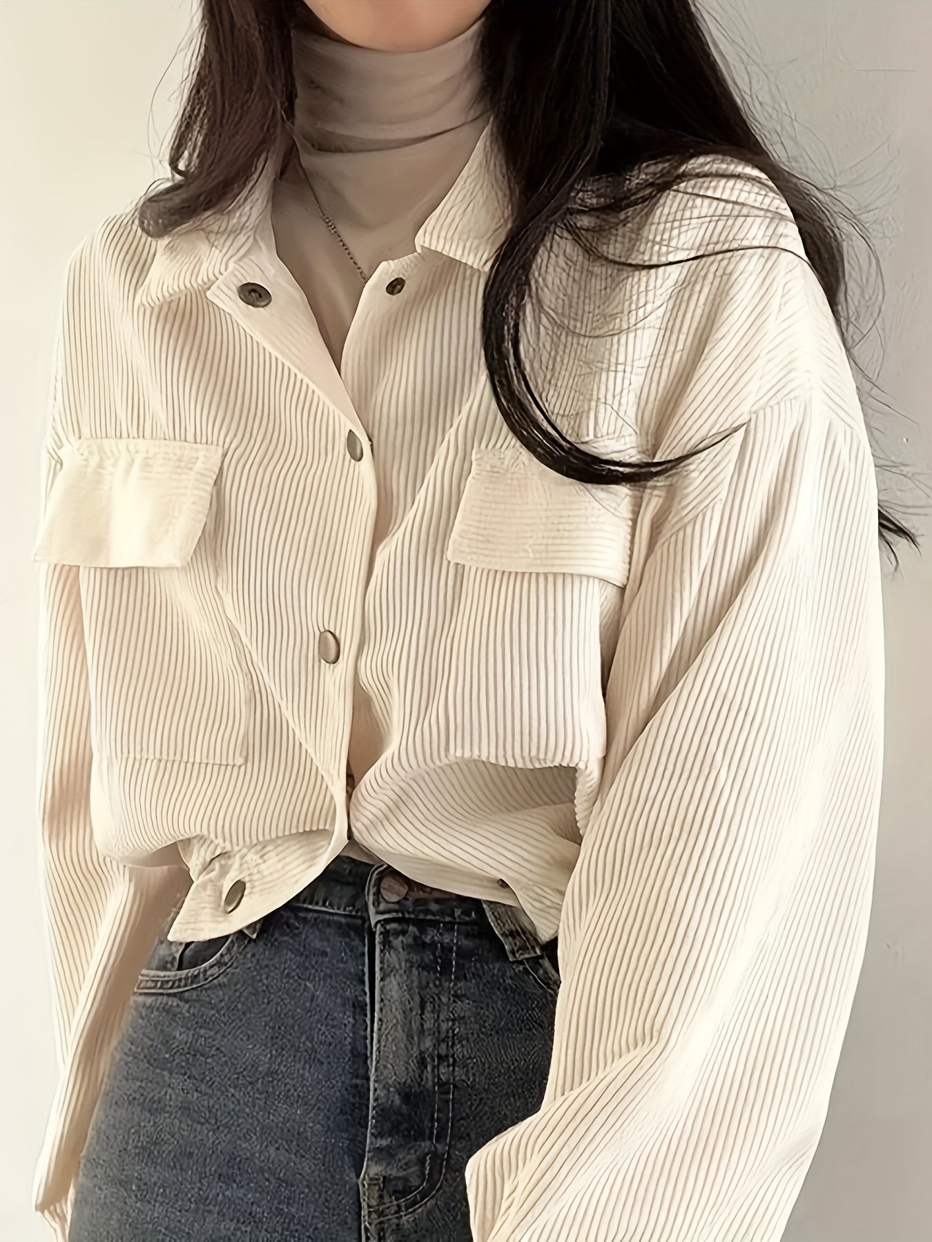 Cecilie | Kvinders Stribet Oversized Skjortejakke