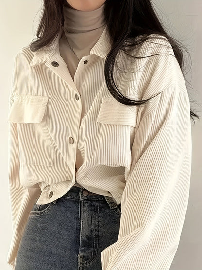 Cecilie | Kvinders Stribet Oversized Skjortejakke