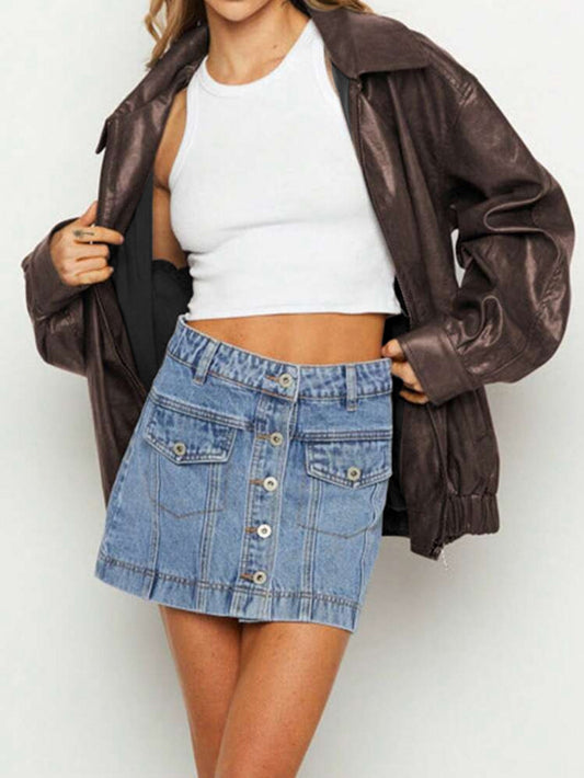 Camilla | Kvinders Denimnederdel med Knapper