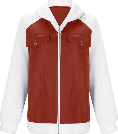 Agnes | Dame Casual Denim- og Strikket Zip-up Jakke
