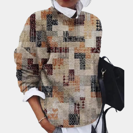 Trine | Dame Sweatshirt med Abstrakt Geometrisk Print