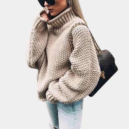 Vibeke | Dame Oversized Rullekrave Striktrøje