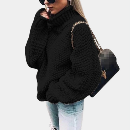 Vibeke | Dame Oversized Rullekrave Striktrøje