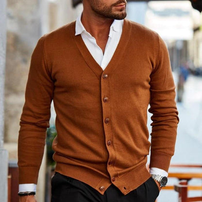 Andreas | Mænds Bourgogne Knappelukket Cardigan