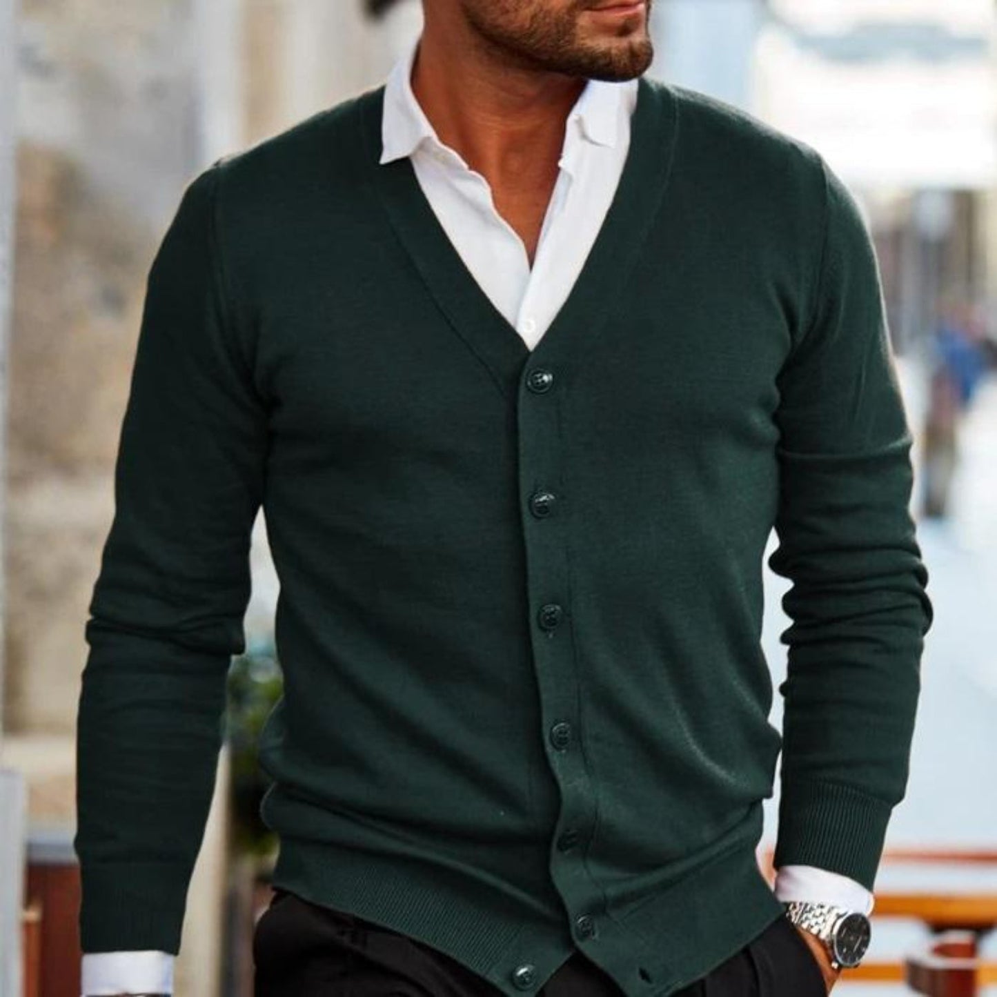 Andreas | Mænds Bourgogne Knappelukket Cardigan
