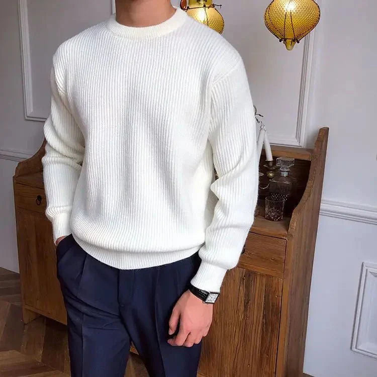 Axel | Mænds Casual Ribstrikket Rundhalset Sweater