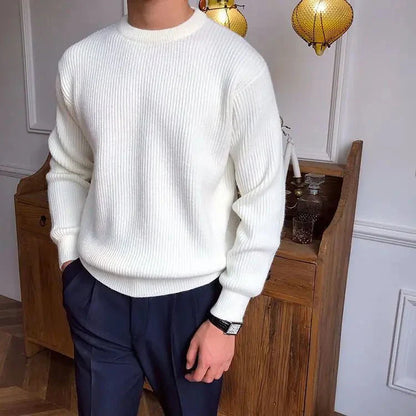 Axel | Mænds Casual Ribstrikket Rundhalset Sweater
