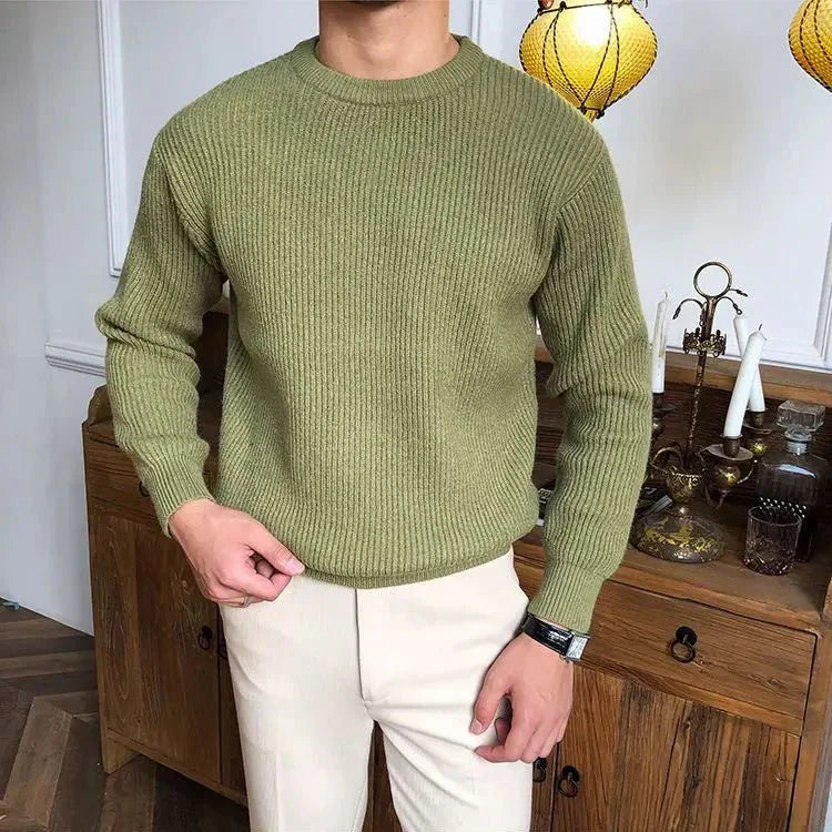 Axel | Mænds Casual Ribstrikket Rundhalset Sweater