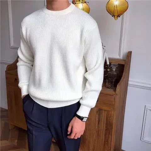 Axel | Mænds Casual Ribstrikket Rundhalset Sweater