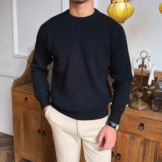 Axel | Mænds Casual Ribstrikket Rundhalset Sweater