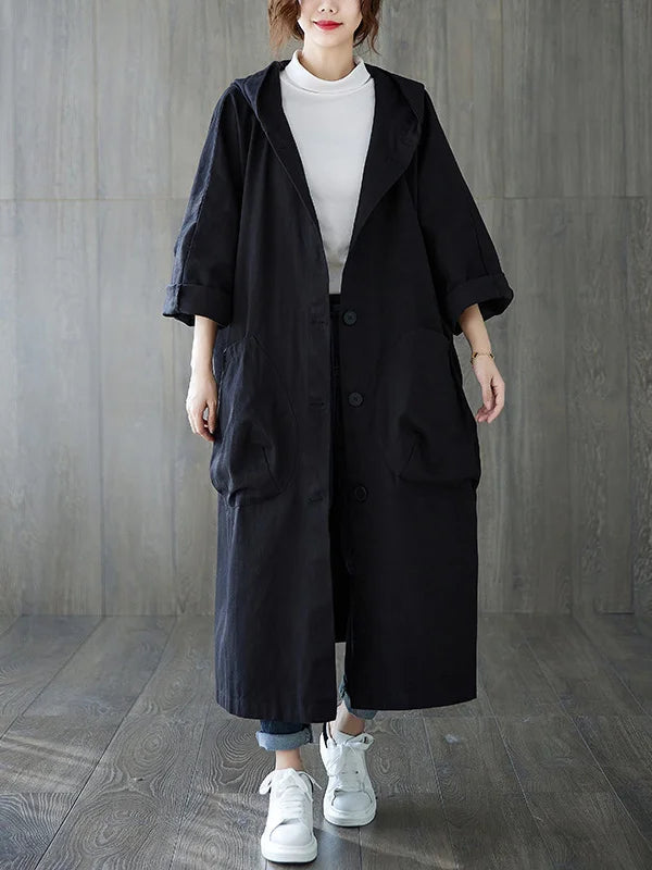 Runa | Oversized Hættet Lang Casual Frakke til Damer