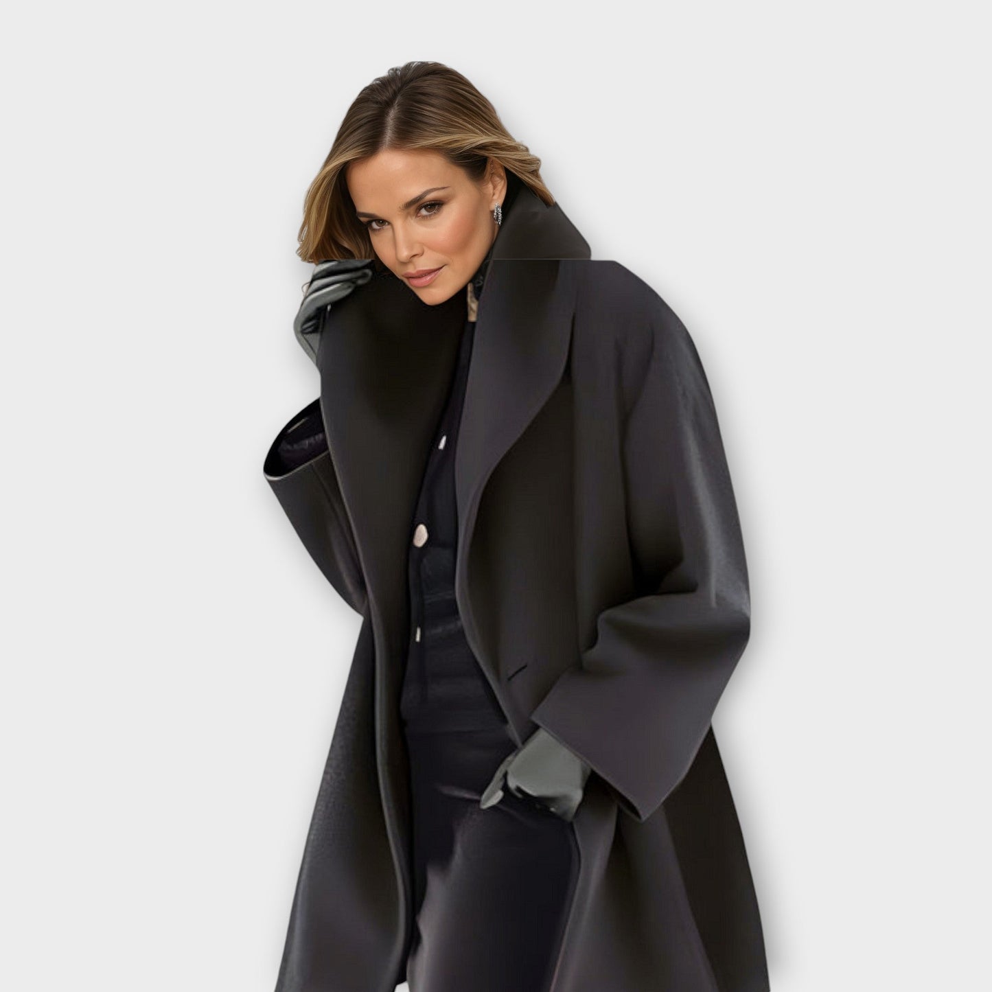 Olivia | Oversized Vinterfrakke med Bred Krave til Damer