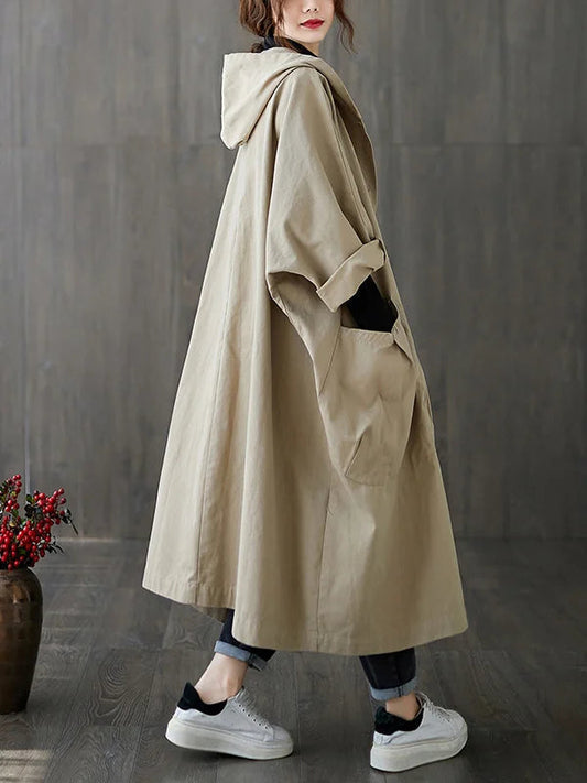 Runa | Oversized Hættet Lang Casual Frakke til Damer