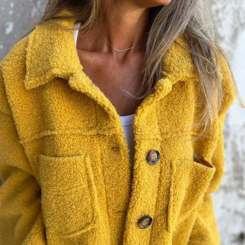 Andrea | Dame Casual Teddy-frakke med Knapper