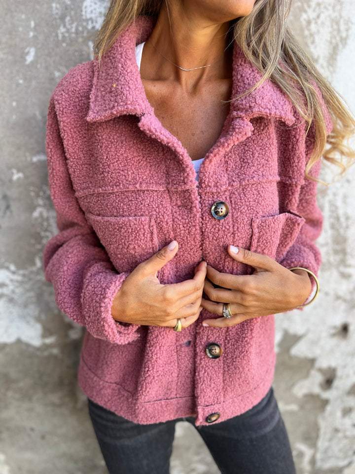 Andrea | Dame Casual Teddy-frakke med Knapper