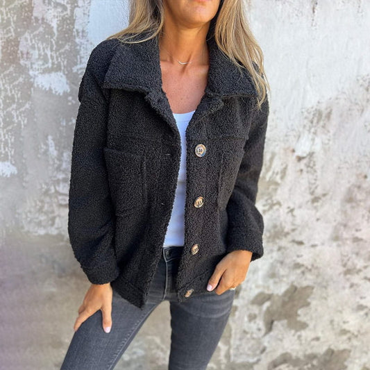Andrea | Dame Casual Teddy-frakke med Knapper