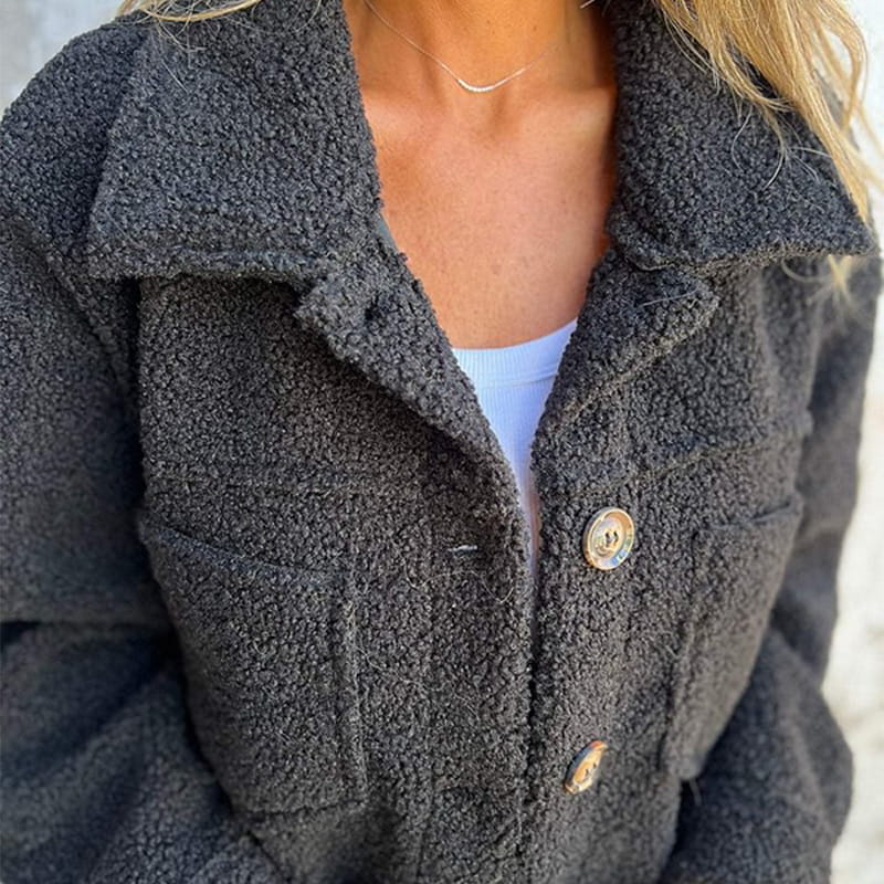 Andrea | Dame Casual Teddy-frakke med Knapper