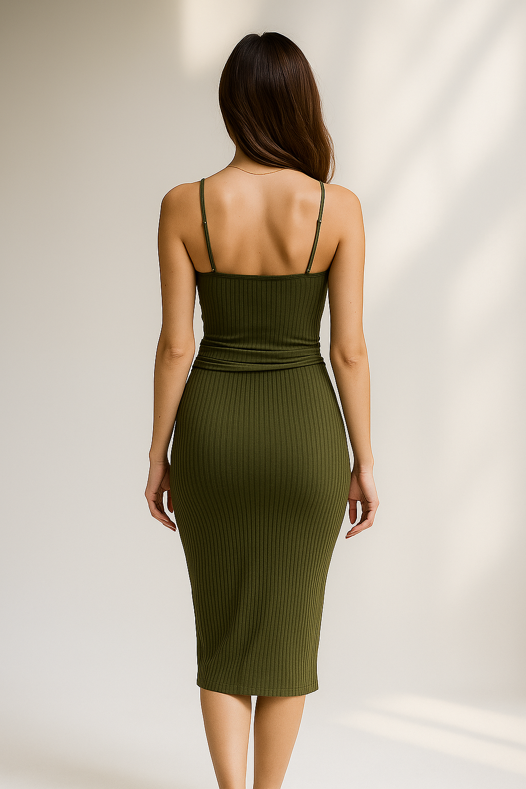 Ærmeløs midi-kjole med sløjfedetalje og halterneck